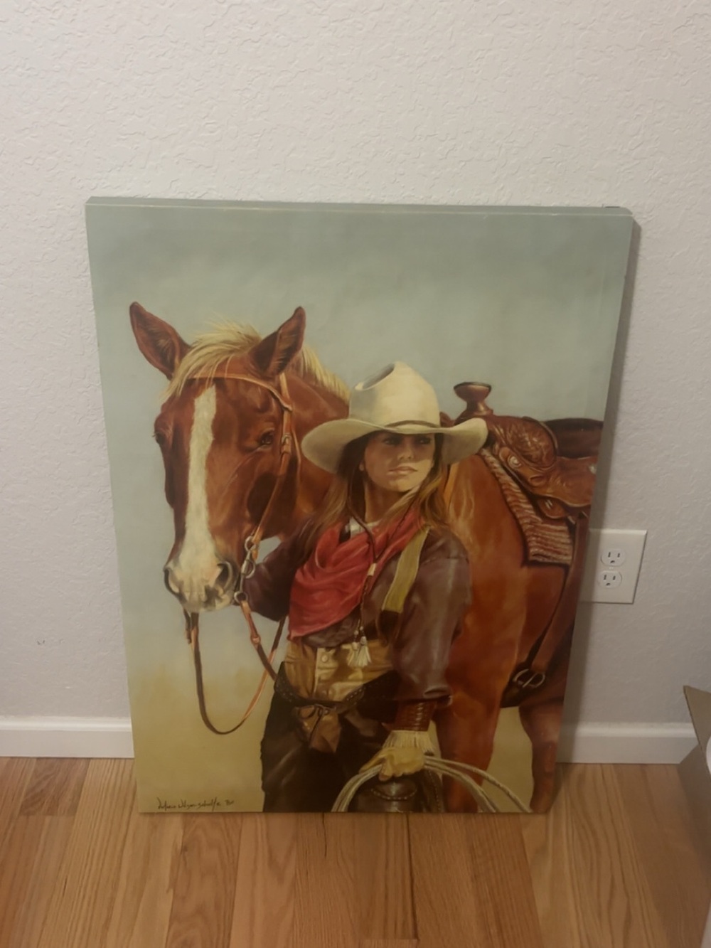 Western Cowgirl with Horse Canvas Art - Brown, Red, Cream